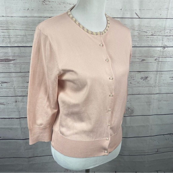 silx by August Silk 17.5" sleeve light pink with pearl buttons cardigan… - Picture 6 of 8